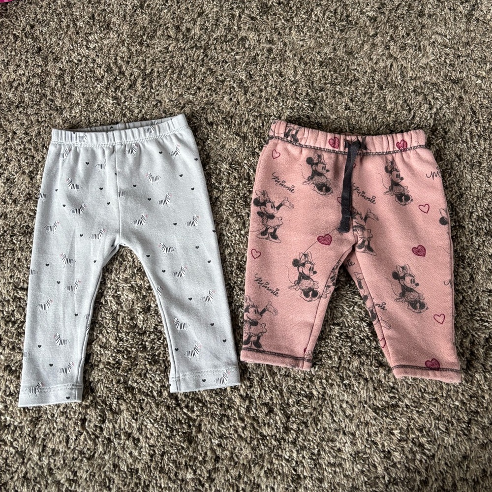 Zara Gray Baby Leggings with Zebra Print/Disney Zara Mickey